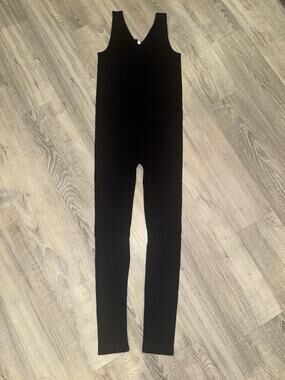 Zenana Black Sleeveless Stretch Full Length Unitard Jumpsuit L/XL New in Bag